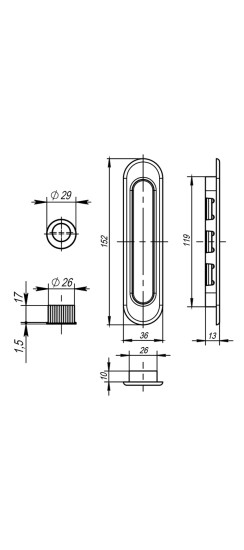 Ручка для раздвижных дверей SH.LD152.010 (SH010) WAB-11 матовая бронза