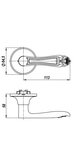 Ручка защелка DK637 SN-ET (6037 SN-E) (кл./фик.) мат. никель