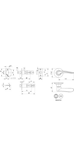 Ручка защелка DK620 AC-BK (6020 AC-B) (фик.) медь