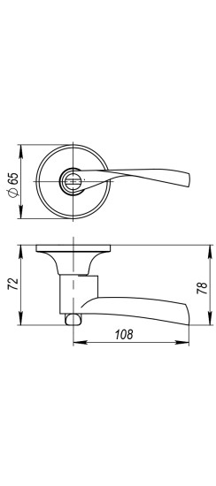 Ручка защелка DK610 PB-ET (6010 PB-E) (кл./фик.) золото