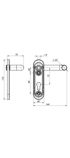 Ручка на планке FP.DH172.0433/2 NE (ANTI-PANIC DH-0433/2) без пружины