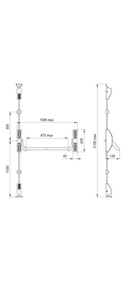 Ручка-штанга нажимная AP.1700C push-bar (ANTI-PANIC 1700С) с тягами для двухстворчатых дверей