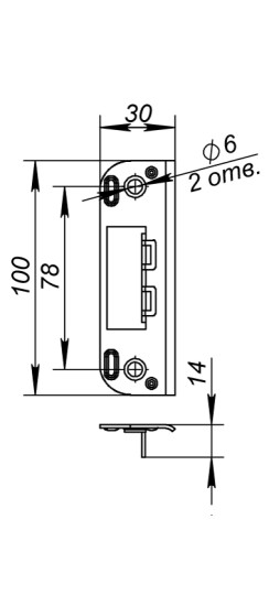 Ответная планка STRP.FIN045 для дверей без притвора к замкам 2018 и 2014 WC/S CP хром