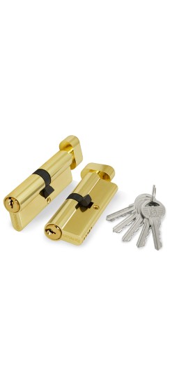 Цилиндровый механизм (100 ZM/70) 1000ZMKnob70(30+10+30) PB латунь 5Key с вертушкой