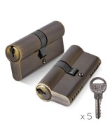 Цилиндровый механизм (100 ZA/70) 1000ZAKey70(30+10+30) AB бронза 5Key