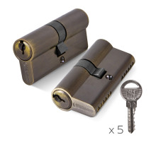 Цилиндровый механизм (100 ZA/70) 1000ZAKey70(30+10+30) AB бронза 5Key