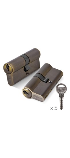 Цилиндровый механизм (100 ZA/70) 1000ZAKey70(30+10+30) AB бронза 5Key