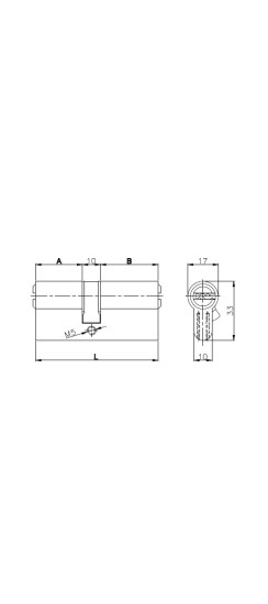 Цилиндровый механизм 164 SN/90 (30+10+50) mm упк.БЛИСТЕР латунь 5 кл.