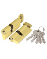 Цилиндровый механизм (AX102/60) AX1002Knob60 (25+10+25) PB латунь с вертушкой