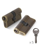 Цилиндровый механизм (100 ZA/60) 1000ZAKey60(25+10+25) AB бронза 5Key