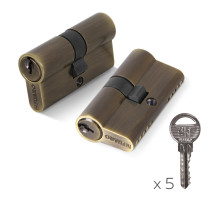 Цилиндровый механизм (100 ZA/60) 1000ZAKey60(25+10+25) AB бронза 5Key