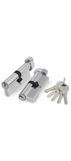 Цилиндровый механизм (100 ZM/90) 1000ZMKnob90(40+10+40) CP хром 5Key с вертушкой