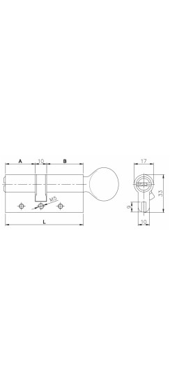 Цилиндровый механизм с вертушкой 164 DBM-E/80 (35+10+35) mm никель 5 кл.