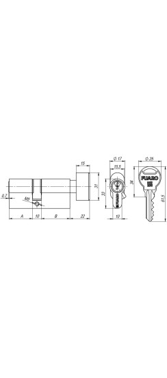 Цилиндровый механизм (R302/60) R3002Knob60(25+10+25) CP хром 5Key с вертушкой