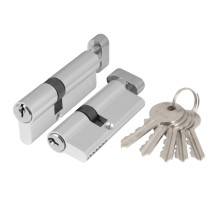 Цилиндровый механизм (AX102/70) AX1002Knob70 (30+10+30) CP хром с вертушкой