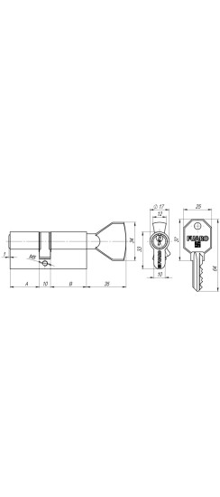 Цилиндровый механизм (100 CM/80) 1000CMKnob80(35+10+35) CP хром 3Key с вертушкой