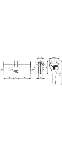 Цилиндровый механизм (R300/60) R3000Key60(25+10+25) AB бронза 5Key