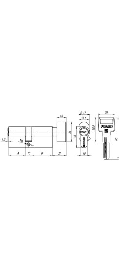 Цилиндровый механизм (R602/60) R6002Knob60(25+10+25) CP хром 5Key с вертушкой