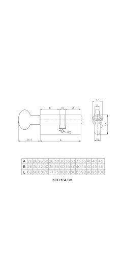 Цилиндровый механизм с вертушкой 164 SM/68 (26+10+32) mm упк.БЛИСТЕР никель 5 кл.
