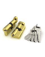 Цилиндровый механизм (R602/70) R6002Knob70(30+10+30) PB латунь 5Key с вертушкой