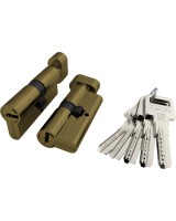 Цилиндровый механизм (R602/60) R6002Knob60(25+10+25) AB бронза 5Key с вертушкой