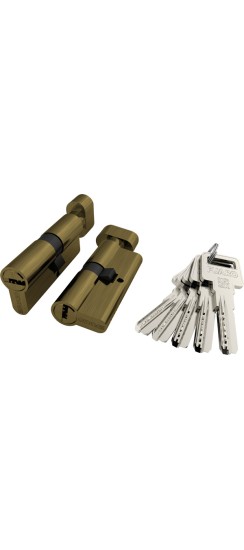 Цилиндровый механизм (R602/60) R6002Knob60(25+10+25) AB бронза 5Key с вертушкой