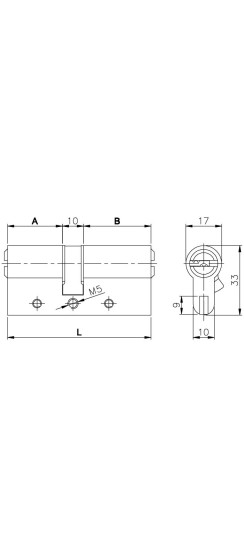 Цилиндровый механизм 164 DBN-E/70 (30+10+30) mm латунь 5 кл.