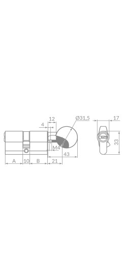 Цилиндровый механизм Z3002Knob80(30+10+40) с вертушкой CP хром