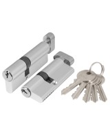 Цилиндровый механизм (AX102/80) AX1002Knob80 (35+10+35) CP хром с вертушкой