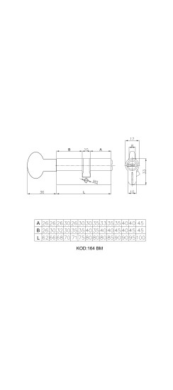 Цилиндровый механизм с вертушкой 164 BM/80 (30+10+40) mm никель 5 кл.