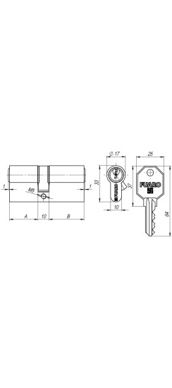 Цилиндровый механизм (100 CA/80) 1000CAKey80(35+10+35) CP хром 5Key