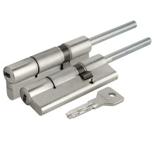 Цилиндровый механизм под вертушку (дл. шток) Cisa ASIX OE307-87.12 (90 мм/55+10+25), НИКЕЛЬ