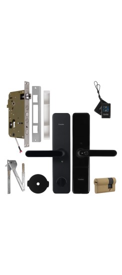 Замок врезной электронный к с ручкой Kaadas S500-5W с отпечатком пальца, с WiFi, черный