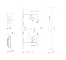 Магнитная защелка WC с ответной планкой GRAVITY.PRO G01.196.50.96 MWSC итальянский тисненый