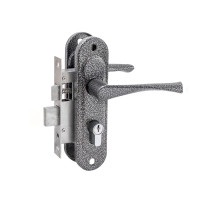 Замок врезной цилиндровый с защёлкой в комплекте с ручкой ЗВ4-50.01 (серебро), 5 кл.