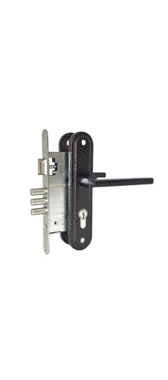 Замок врезной цилиндровый с защёлкой в комплекте с ручкой ЗВ4-3/09Р (медь), 4 кл.