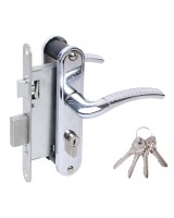 Замок врезной цилиндровый с защёлкой в комплекте с ручкой ЗВ4-55.27 (хром), 4 кл.