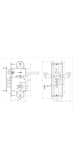 Замок врезной сувальдный с защёлкой в комплекте с ручкой ЗВ9.009/17 (серебро), 4 кл.