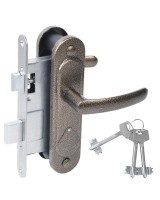 Замок врезной сувальдный с защёлкой в комплекте с ручкой ЗВ9.2-08 (бронза), 3 кл.