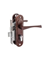 Замок врезной цилиндровый с защёлкой в комплекте с ручкой ЗВ4-50.01 (медь), 5 кл.