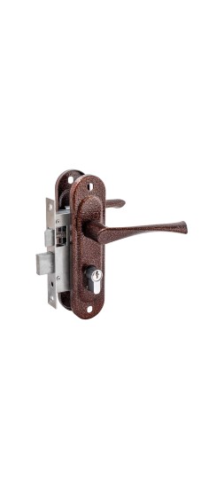 Замок врезной цилиндровый с защёлкой в комплекте с ручкой ЗВ4-50.01 (медь), 5 кл.