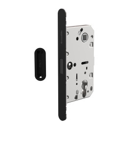 Замок межкомнатный магнитный под цилиндр с ответной планкой GRAVITY.PRO G02.196.50.85 BL черный