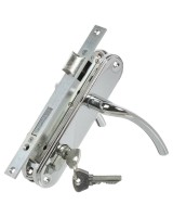 Замок врезной цилиндровый с защёлкой в комплекте с ручкой ЗВ4-70.27 (хром), 4 кл.