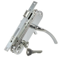 Замок врезной цилиндровый с защёлкой в комплекте с ручкой ЗВ4-70.27 (хром), 4 кл.