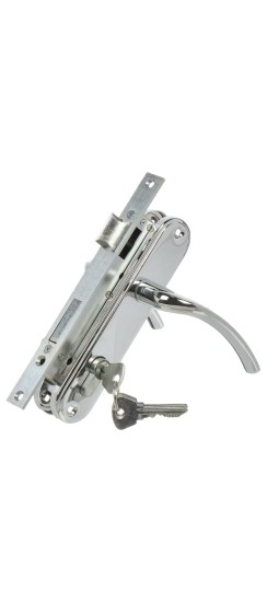 Замок врезной цилиндровый с защёлкой в комплекте с ручкой ЗВ4-70.27 (хром), 4 кл.