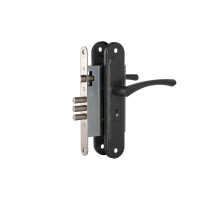 Замок врезной сувальдный с защёлкой в комплекте с ручкой ЗВ9.009/17 (серебро), 4 кл.