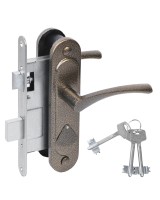 Замок врезной сувальдный с защёлкой в комплекте с ручкой ЗВ9.2-07 (бронза), 3 кл.