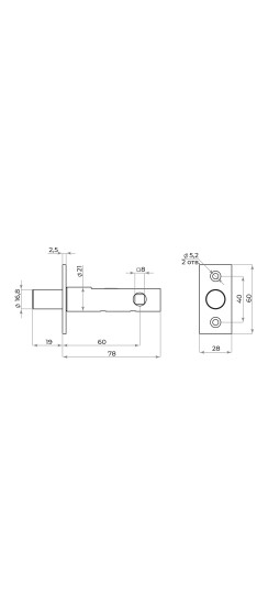 Задвижка врезная METDF-860 CP хром 60мм