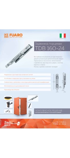 Задвижка торцевая TDB 160-24 сталь в комплекте с ригелем