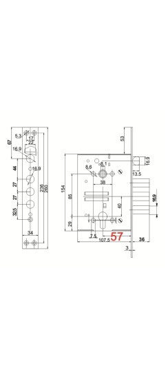 Корпус врезного замка с защёлкой ЗВ4-3/85К /79059/